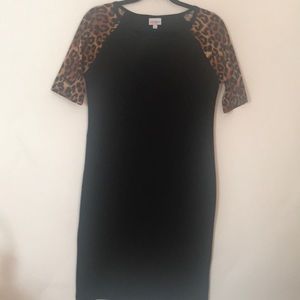 Lularoe dress, medium, black with leopard sleeves